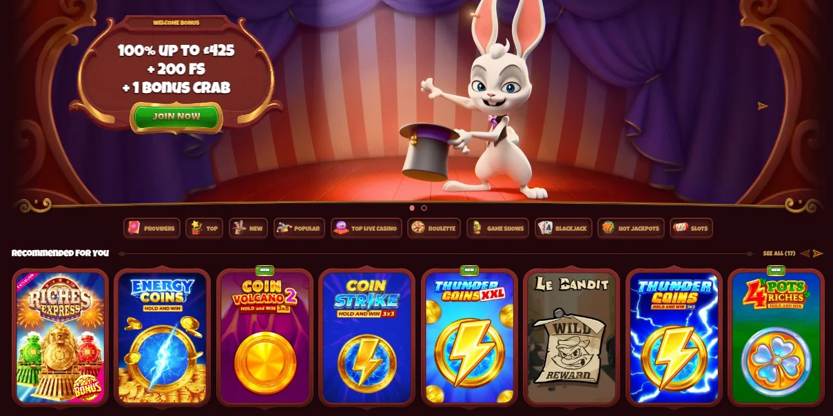 Magius Casino main page